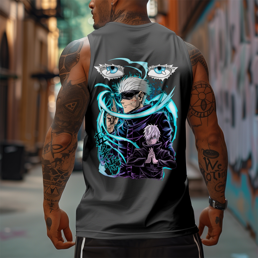 Oversized Anime Print Gym Tank Top-AnimeClothe
