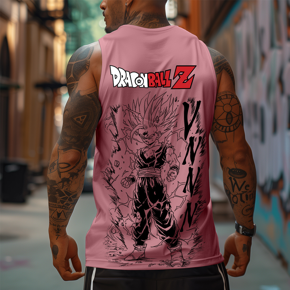 Unisex Oversized Angry Anime Print Tank Top-AnimeClothe