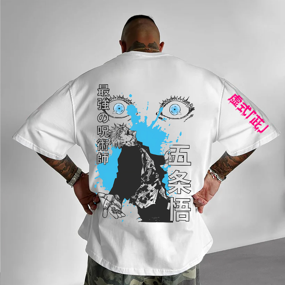 Oversized Unisex Anime Jujutsu Kaisen Print T-Shirt-AnimeClothe