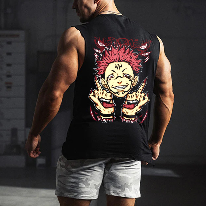 Men's Anime Personalized Print Fitness Tank Top-AnimeClothe
