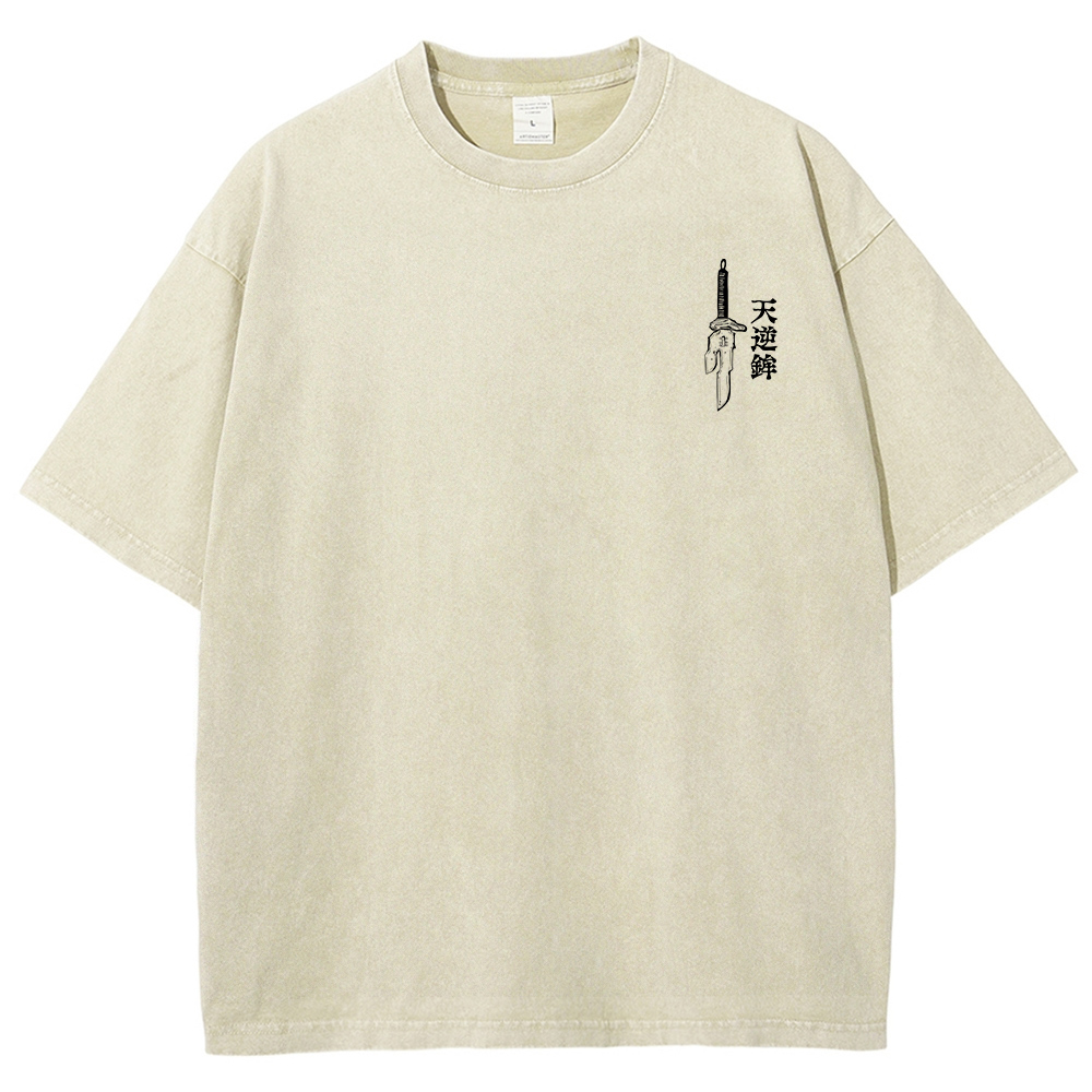 Oversized Batik Anime Print T-shirt-AnimeClothe
