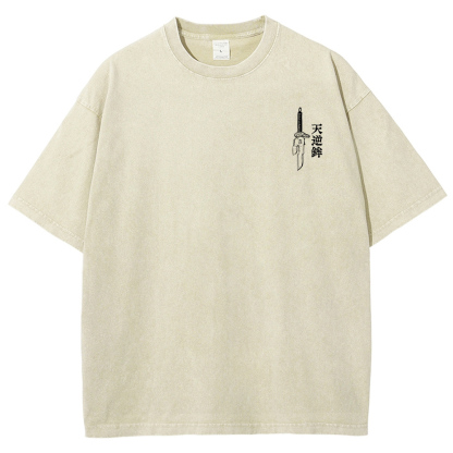 Oversized Batik Anime Print T-shirt-AnimeClothe