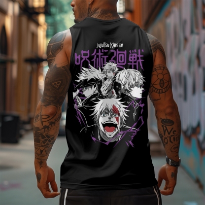 Oversized Anime Print Gym Tank Top-AnimeClothe