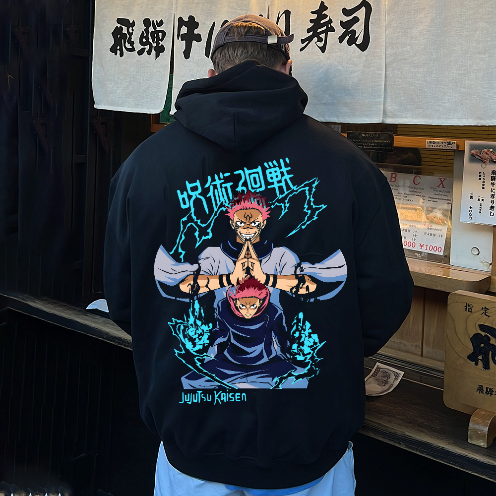 Oversized Unisex Jujutsu Kaisen Anime Print Hoodie-AnimeClothe