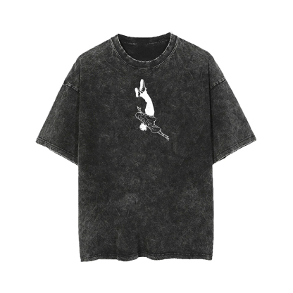 Unisex Vintage Batik Washed Anime Graphic Design Printed T-shirt-AnimeClothe