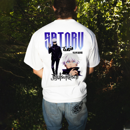 Oversized Unisex Anime Gojo Satoru Print T-Shirt-AnimeClothe