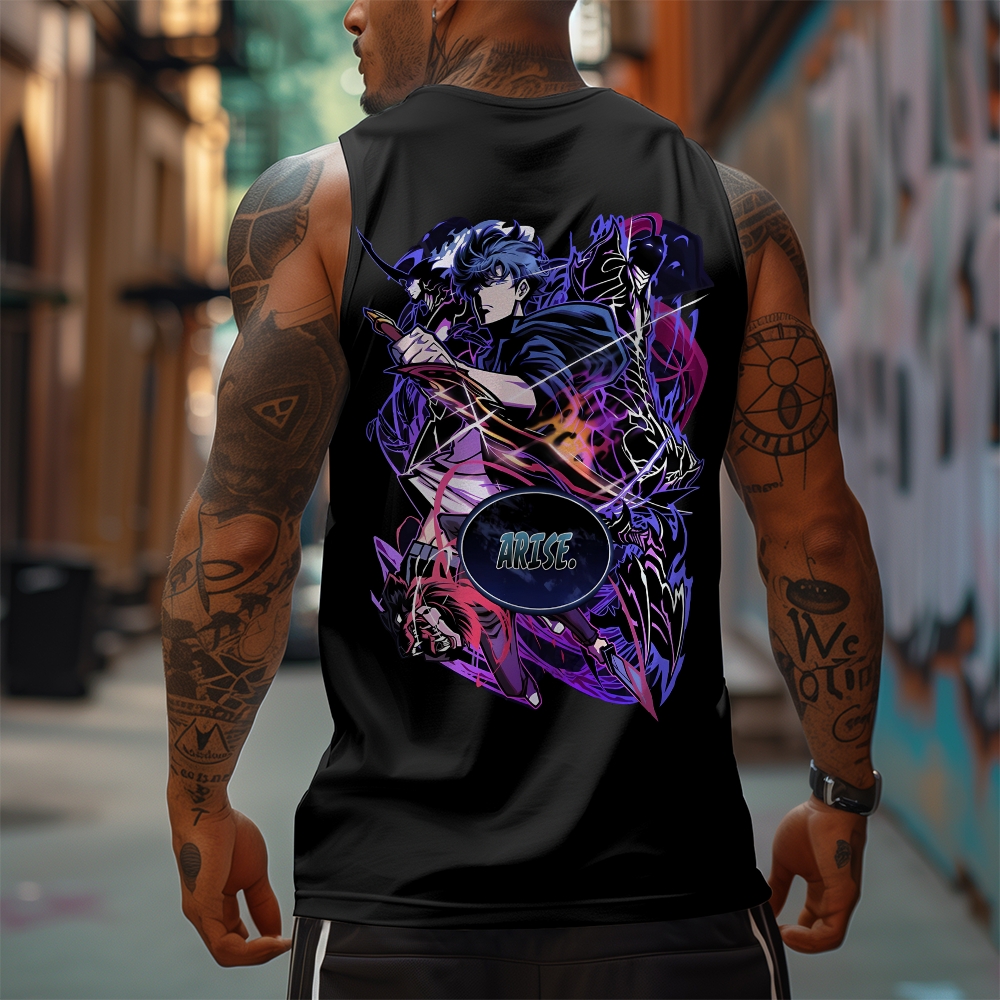 Oversized Anime Print Gym Tank Top-AnimeClothe