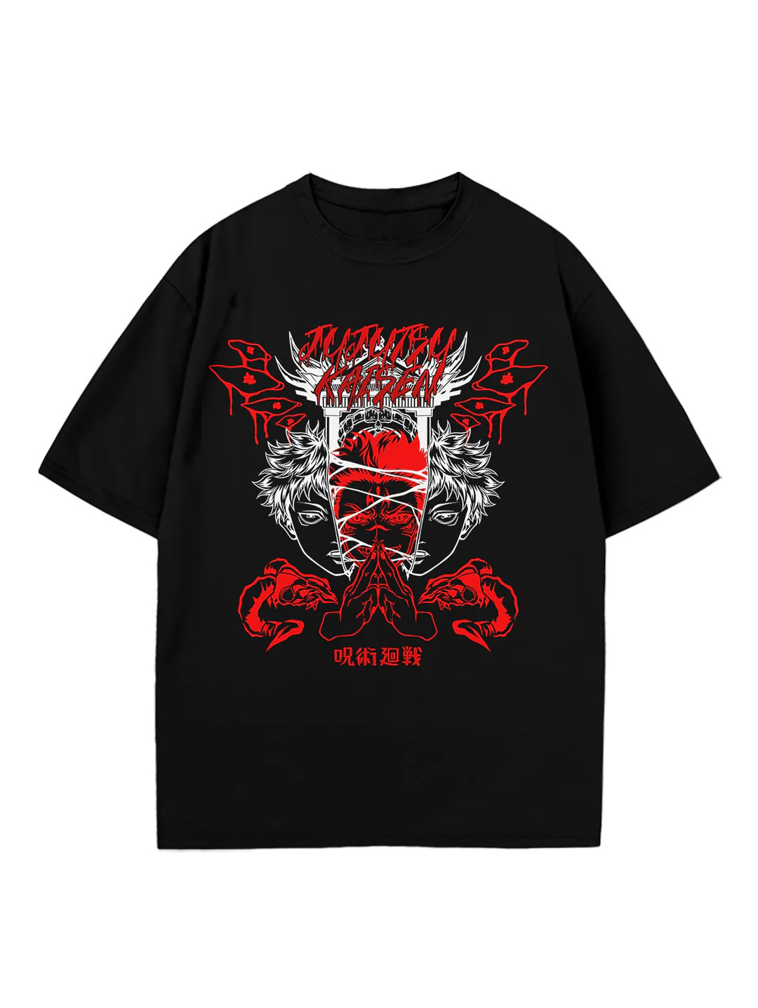 Unisex Casual Anime Ryomen Sukuna Print T-Shirt-AnimeClothe