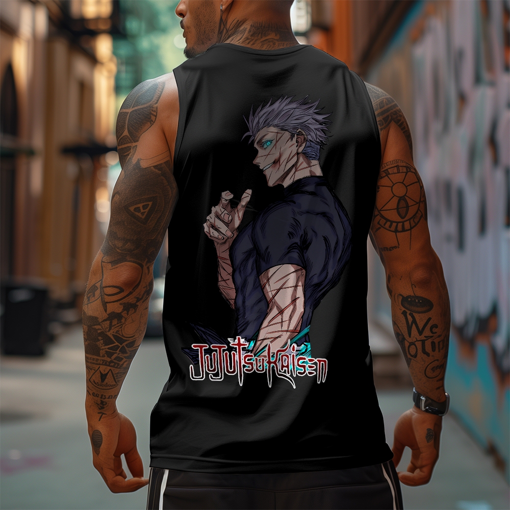 Oversized Anime Print Gym Tank Top-AnimeClothe
