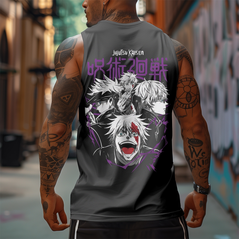 Oversized Anime Print Gym Tank Top-AnimeClothe