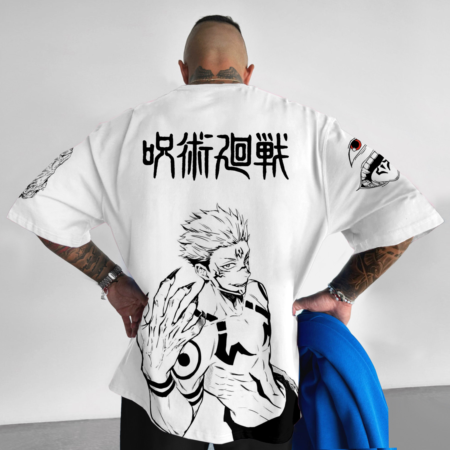 Oversized Casual Jujutsu Kaisen Villain Print T-Shirt-AnimeClothe