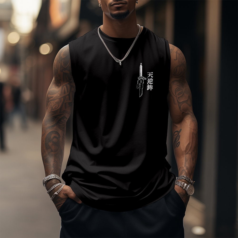 Oversized Anime Print Gym Tank Top-AnimeClothe