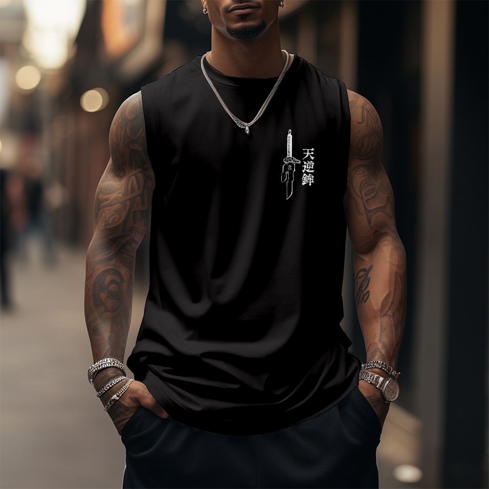 Oversized Anime Print Gym Tank Top-AnimeClothe