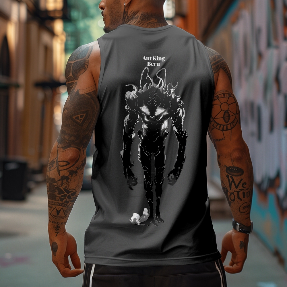 Oversized Anime Print Gym Tank Top-AnimeClothe