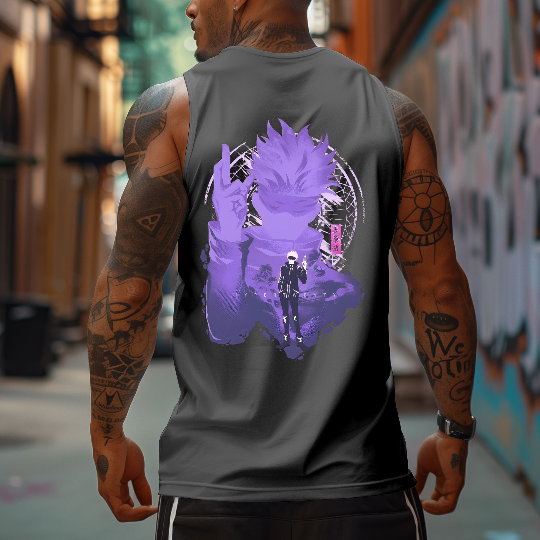 Oversized Anime Print Sports Tank Top-AnimeClothe