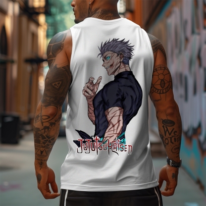 Oversized Anime Print Gym Tank Top-AnimeClothe
