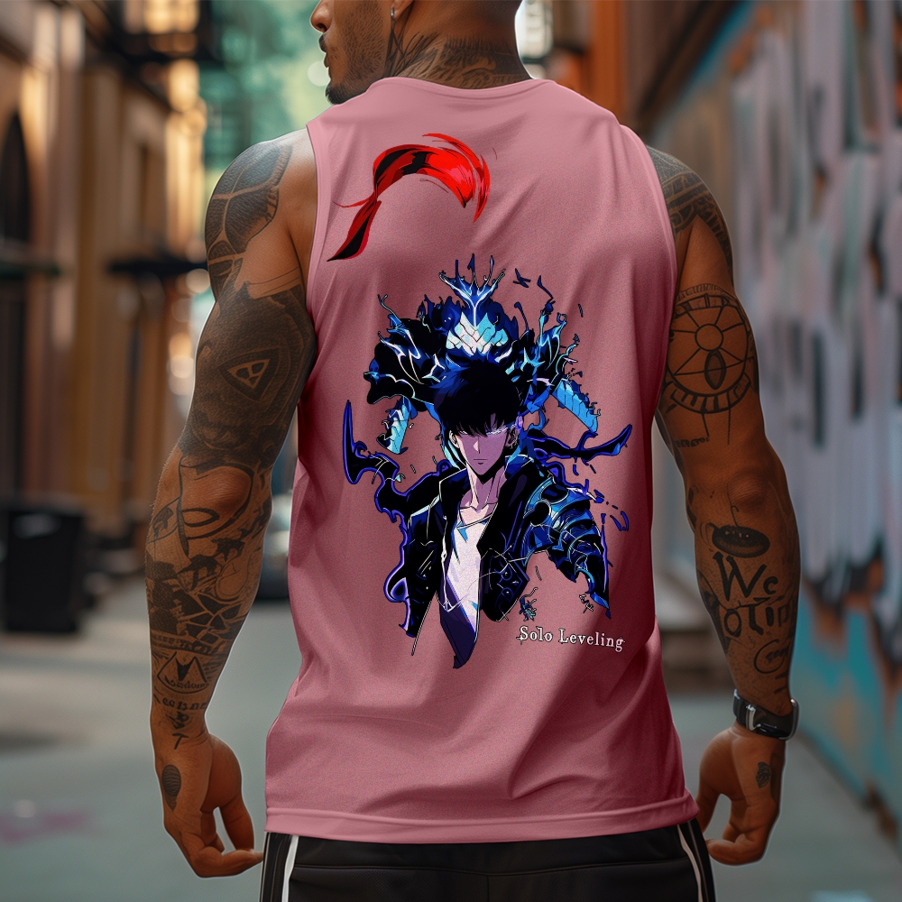 Oversized Anime Print Gym Tank Top-AnimeClothe