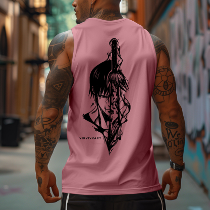 Oversized Mainstream Anime Print Sports Tank Top-AnimeClothe