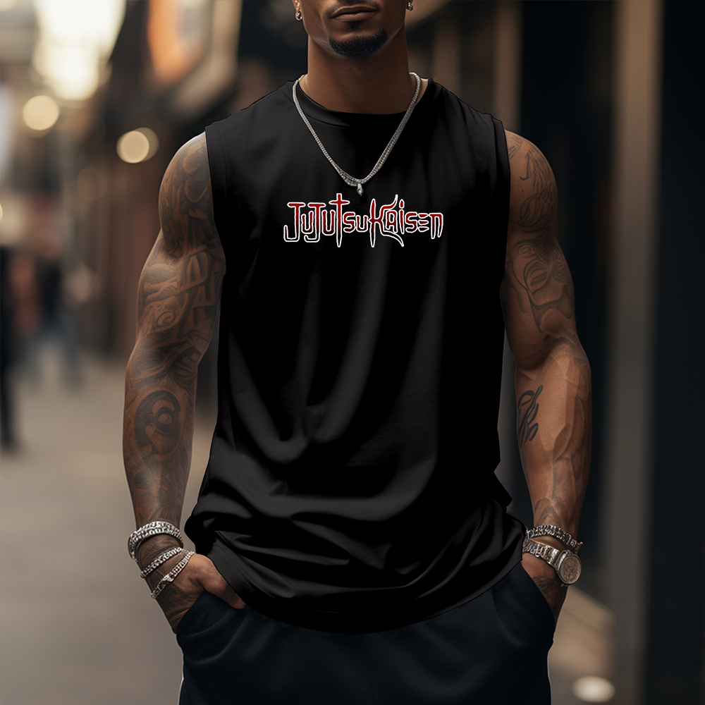 Oversized Casual Jujutsu Kaisen Anime Large Print Tank Top-AnimeClothe