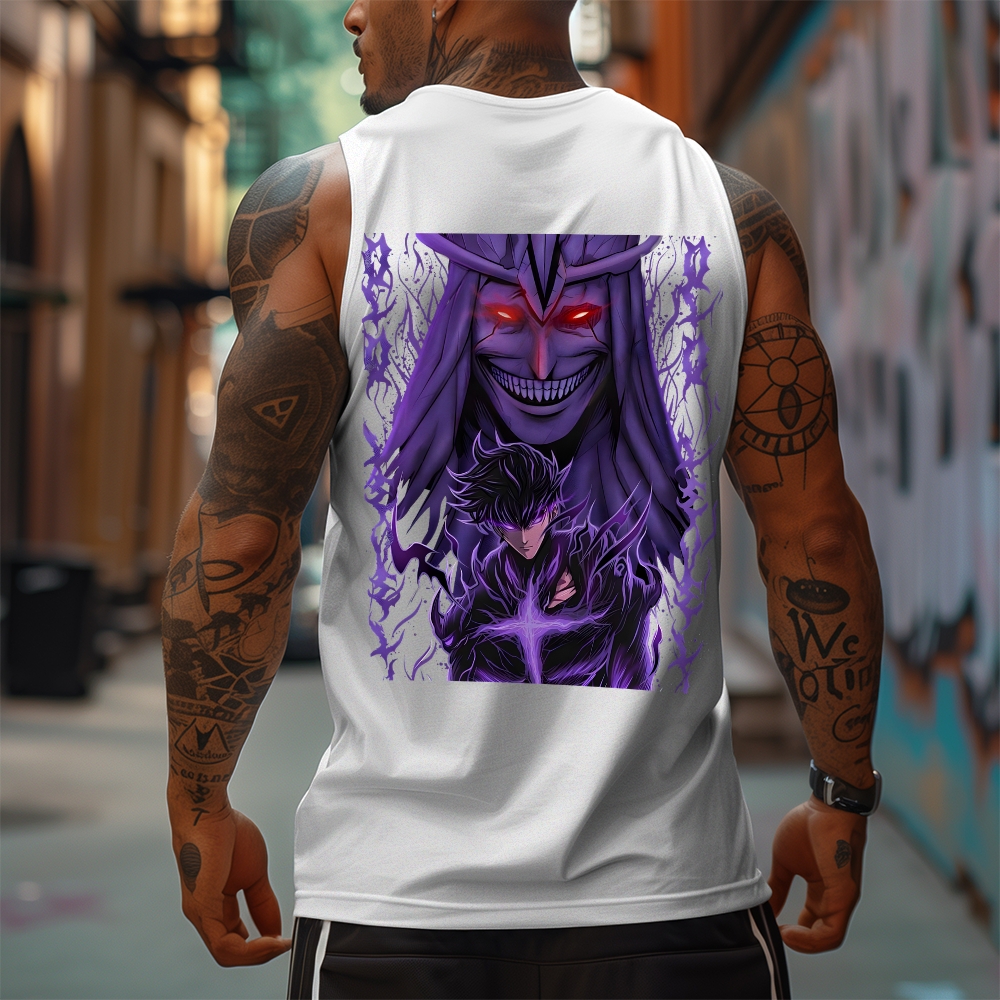 Oversized Anime Print Gym Tank Top-AnimeClothe