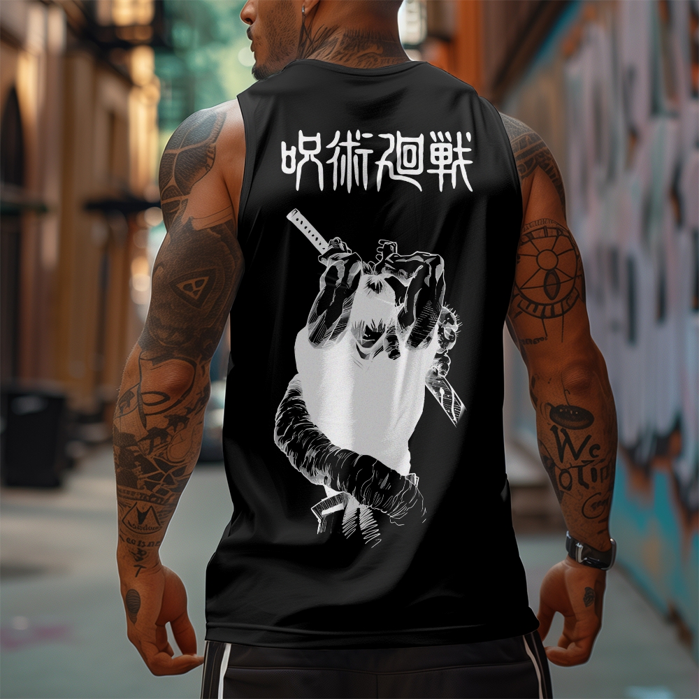 Oversized Anime Print Gym Tank Top-AnimeClothe