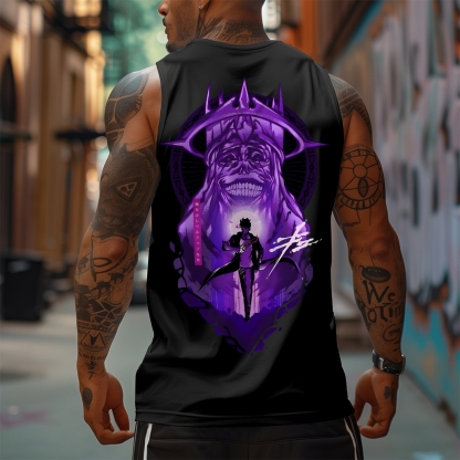 Oversized Anime Print Gym Tank Top-AnimeClothe