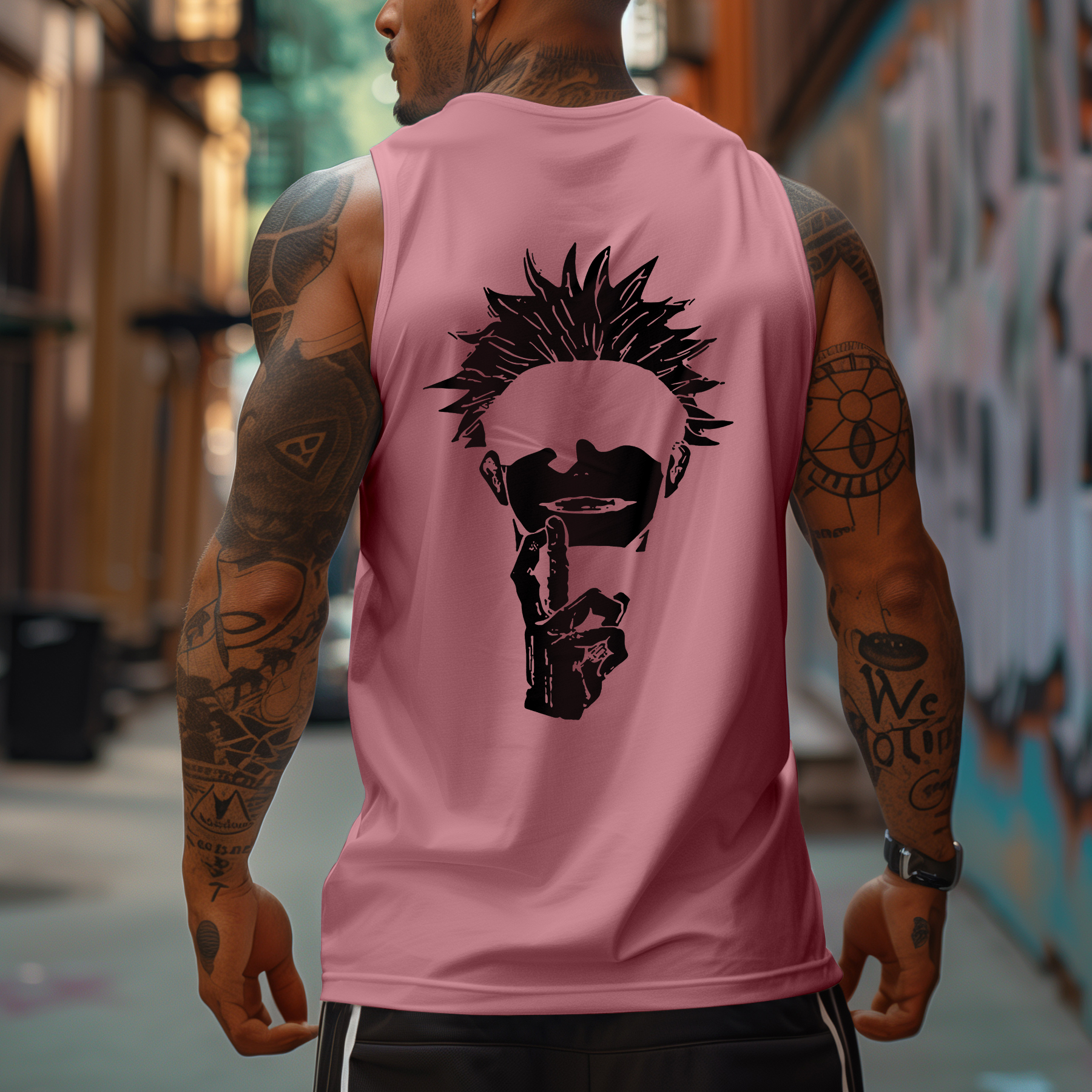 Oversized Anime Print Sports Tank Top-AnimeClothe