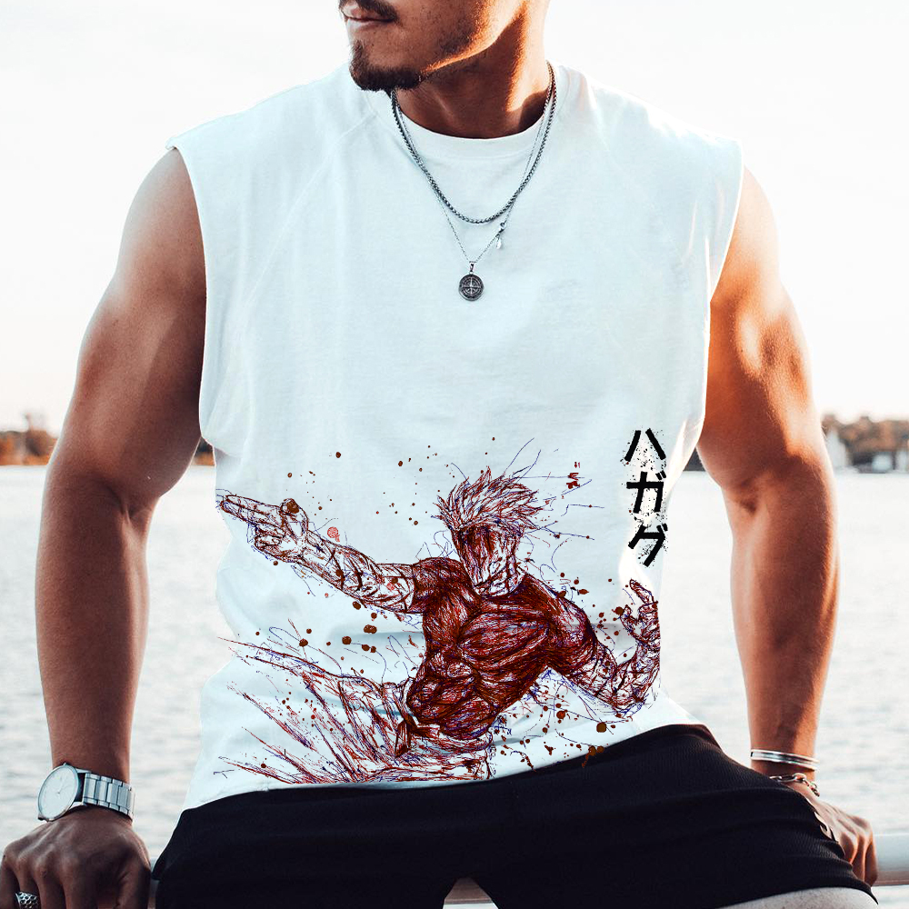 Casual Anime Print Gym Tank Top-AnimeClothe