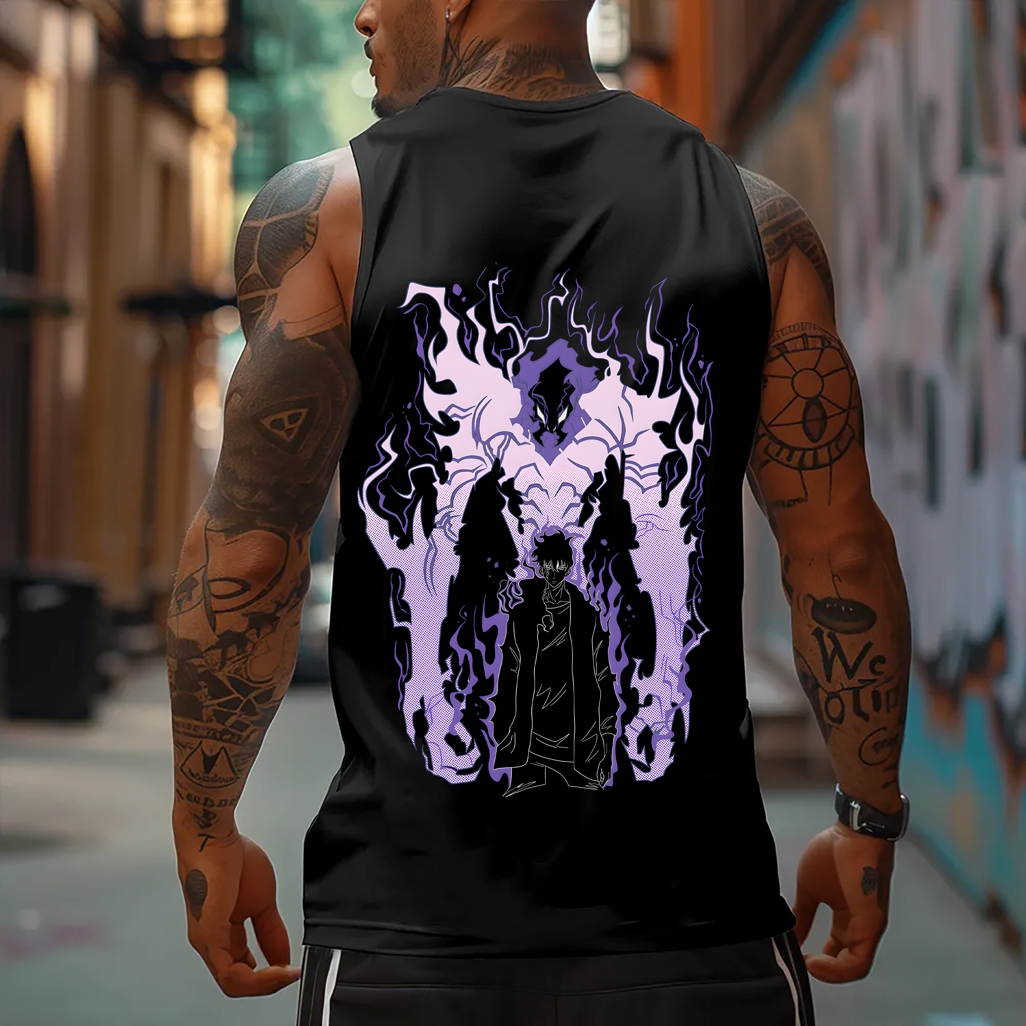 Solo Leveling Igris Oversized Anime Print Gym Tank Top-AnimeClothe