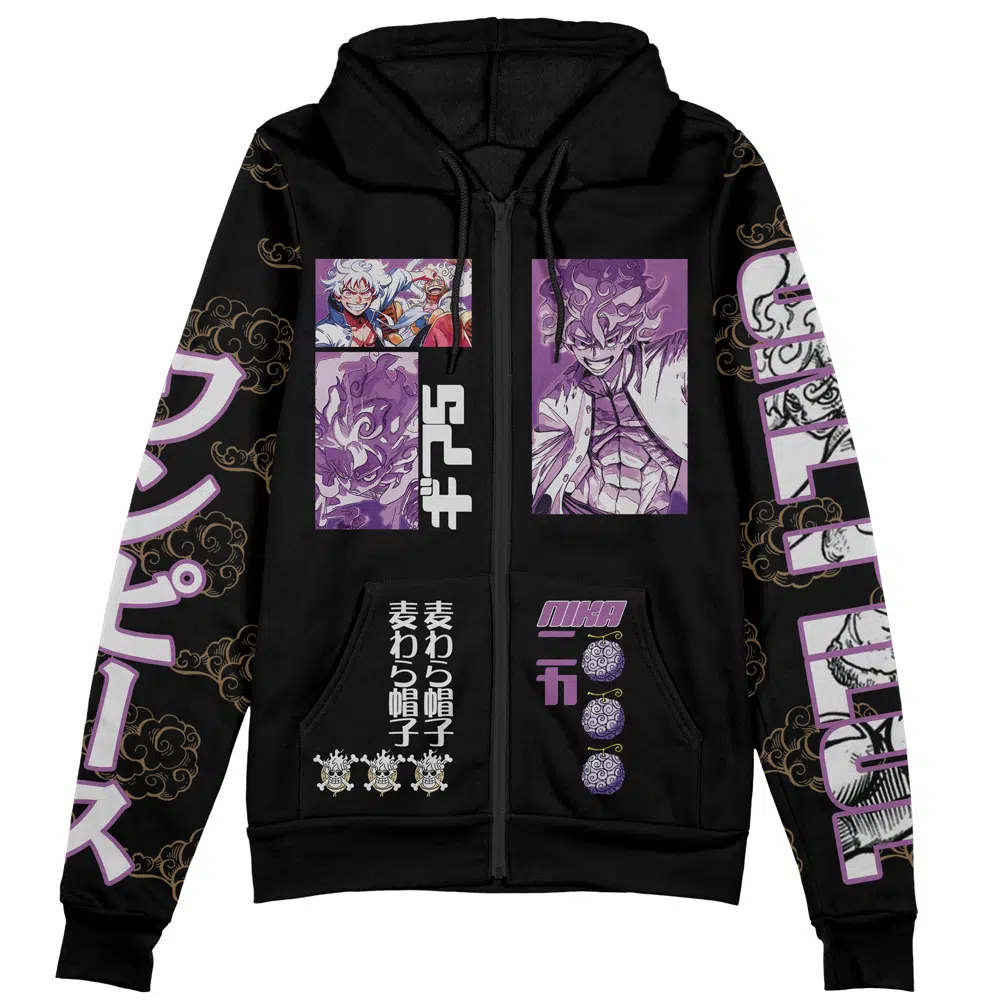  Monkey D. Luffy Gear 5th V4   Streetwear Zip Hoodie Jacket-AnimeClothe