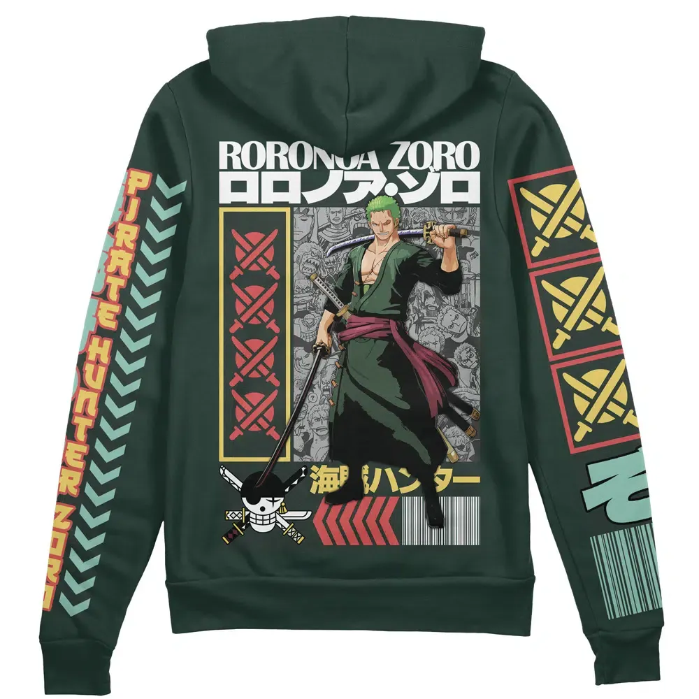  Roronoa Zoro V2   Streetwear Zip Hoodie Jacket-AnimeClothe