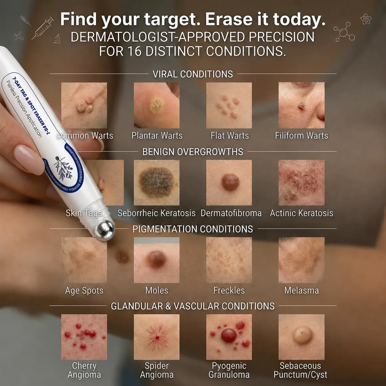 Illustrated examples of target skin conditions