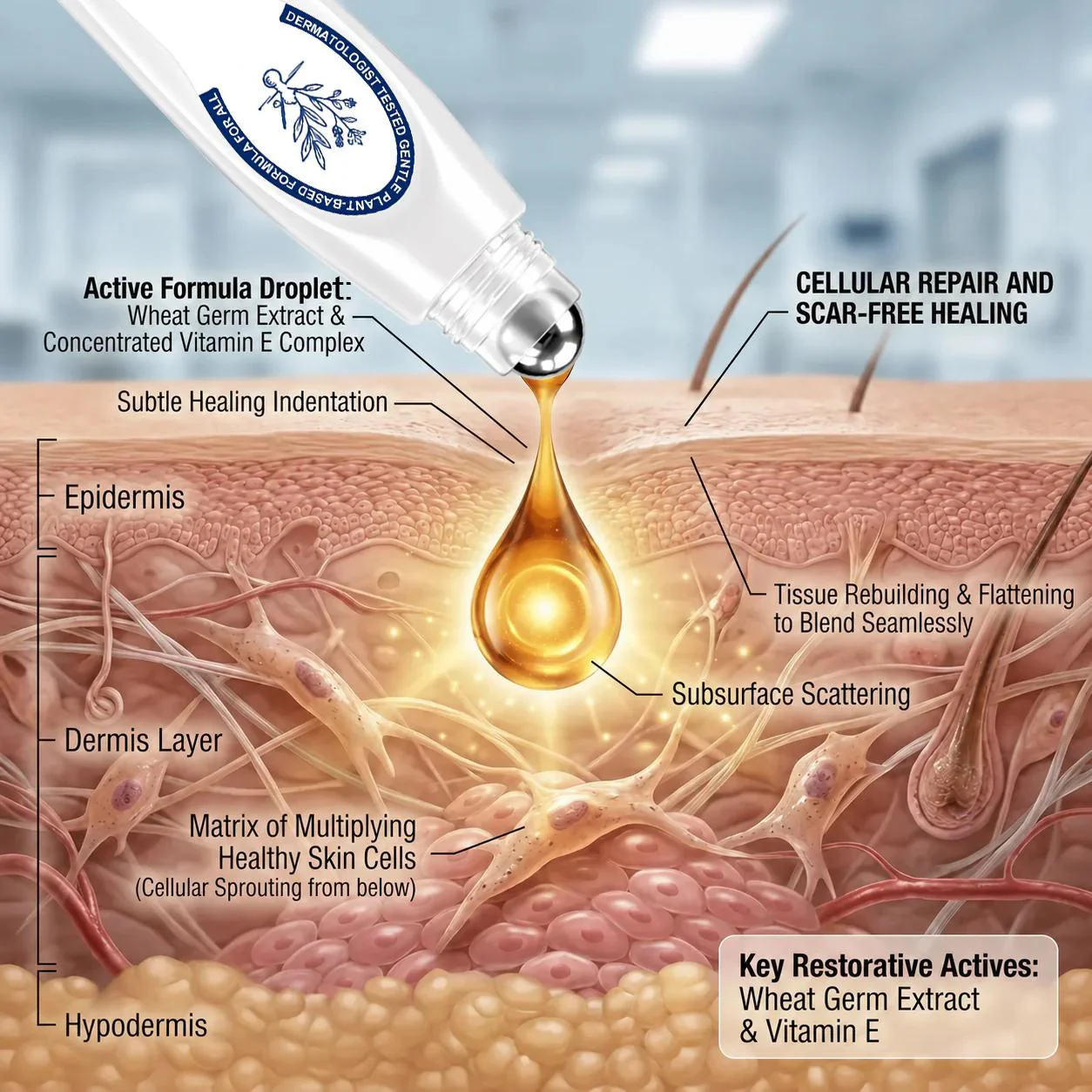 Vitamin E skin-conditioning illustration