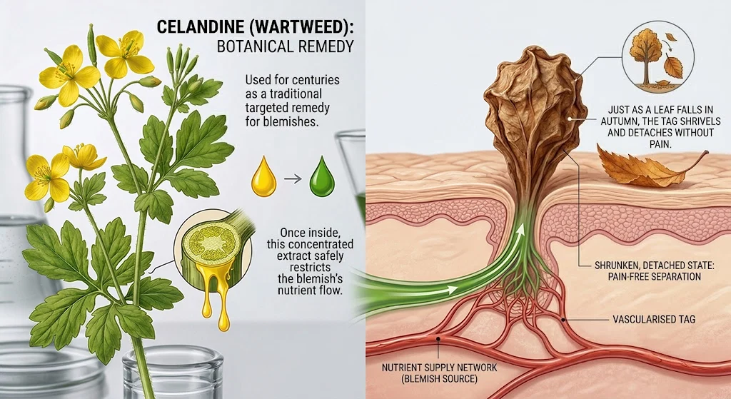 Wartweed botanical mechanism illustration
