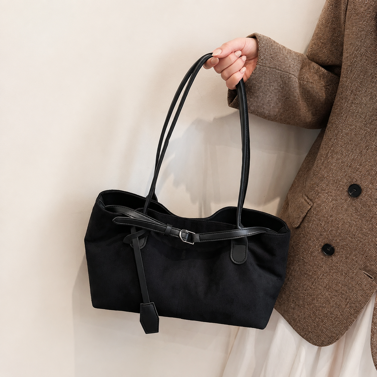 Women's Suede Tote Bag – Large Capacity Minimalist Shoulder Handbag for Work, Travel & Everyday Style