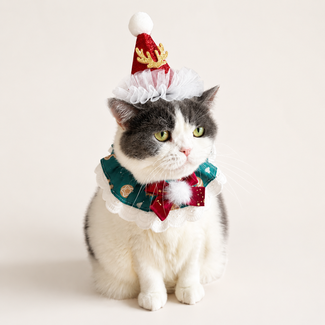 Christmas Pet Bandana & Bow Tie Set – Festive Holiday Accessories for Cats and Dogs
