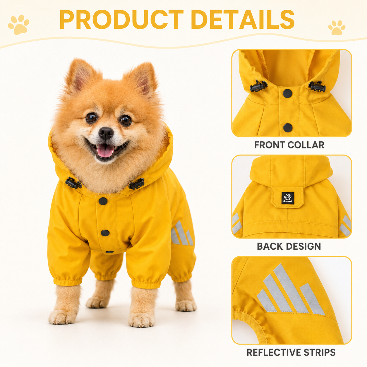 🐕‍🦺Reflective Four-Leg Dog Raincoat – Water-Resistant Hooded Rain Suit for Small & Medium Dogs
