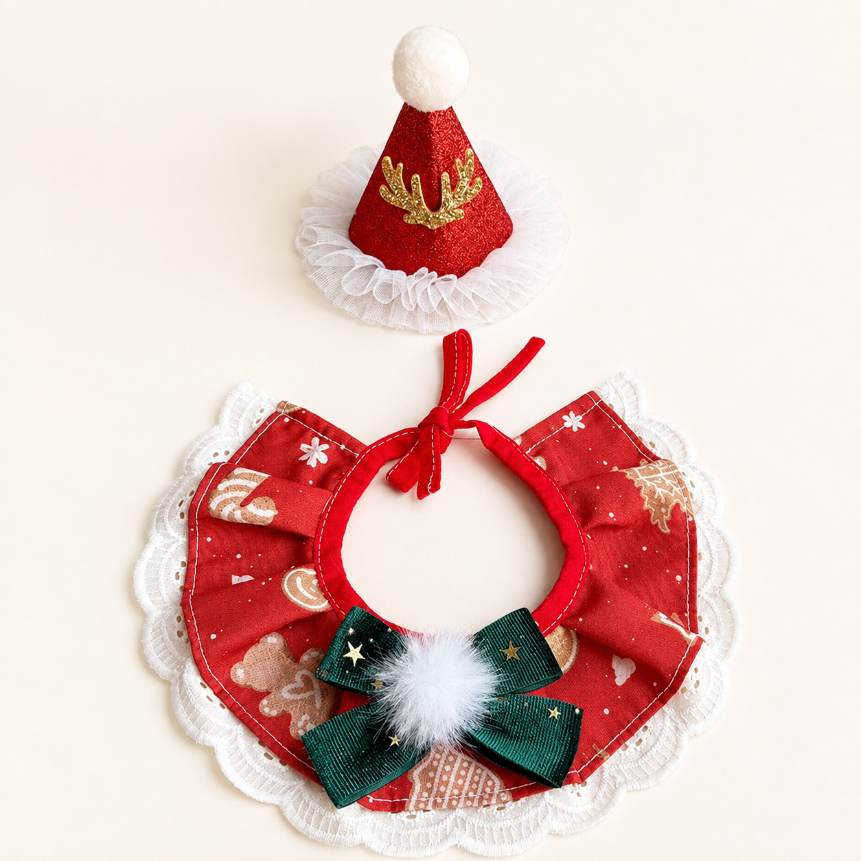 Christmas Pet Bandana & Bow Tie Set – Festive Holiday Accessories for Cats and Dogs