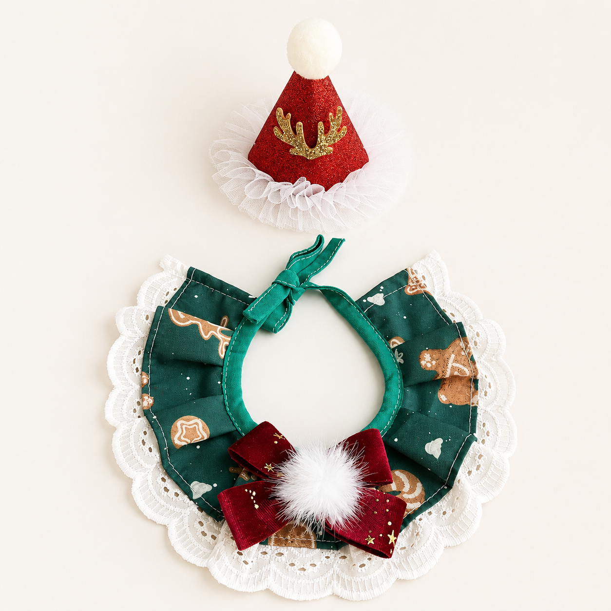 Christmas Pet Bandana & Bow Tie Set – Festive Holiday Accessories for Cats and Dogs