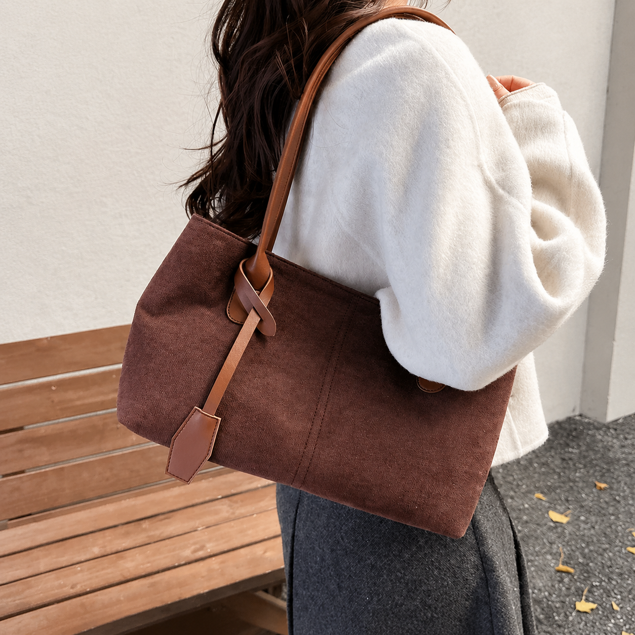 Women's Suede Tote Bag – Large Capacity Minimalist Shoulder Handbag for Work, Travel & Everyday Style