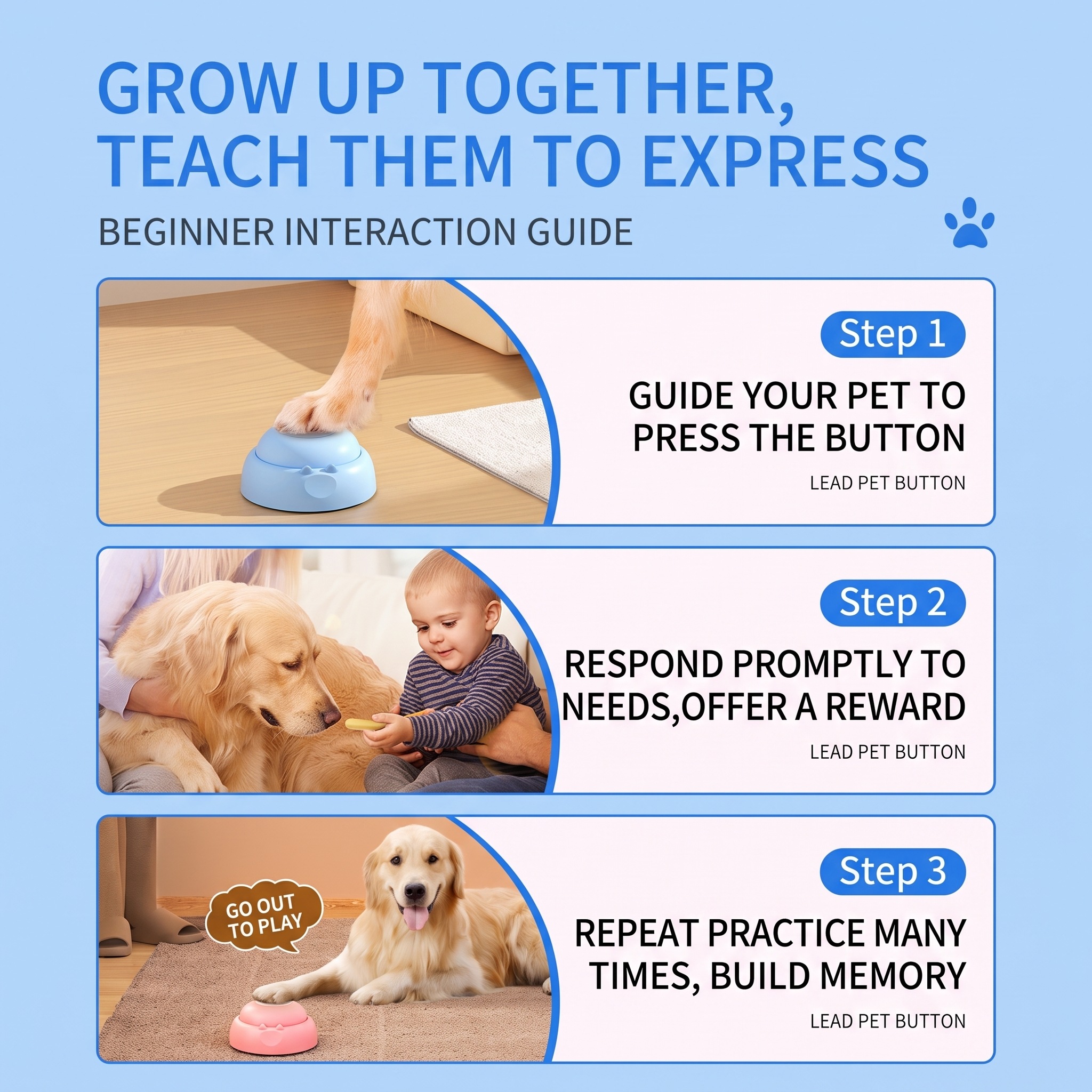 🐾"TalkPaws" Recordable Pet Communication Buttons