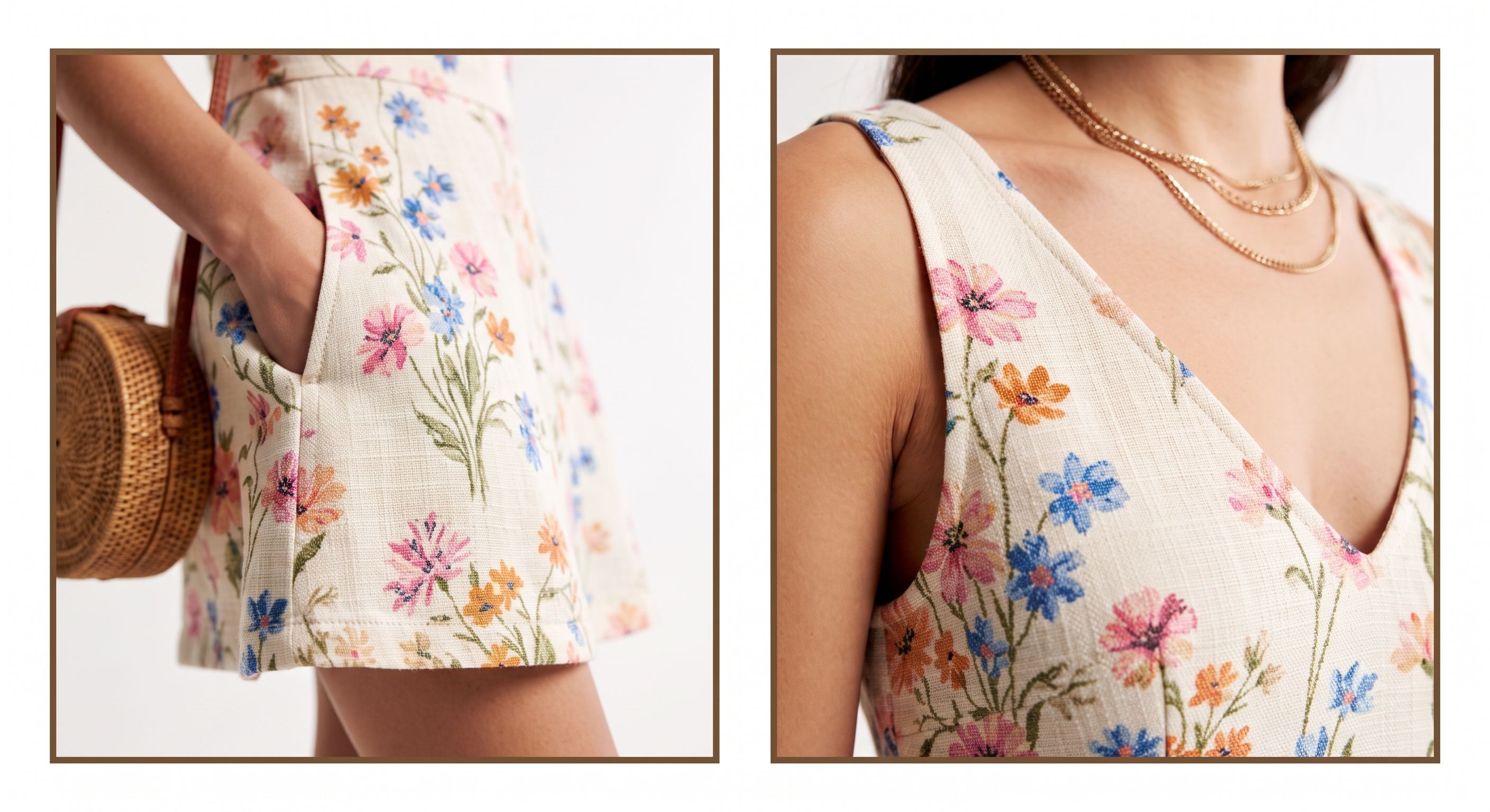 Women's Floral Sundress, Sleeveless V Neck Mini Dress with Pockets, Casual A-Line Summer Dress for Beach Vacation