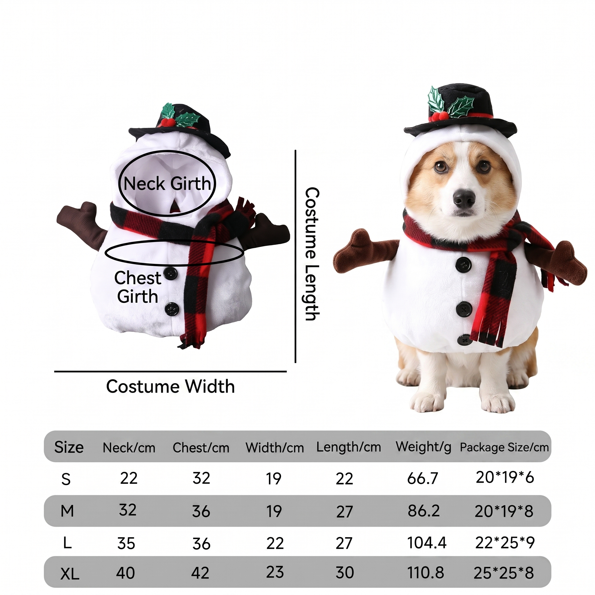 ☃️"Snowy Paws" Snowman Pet Costume