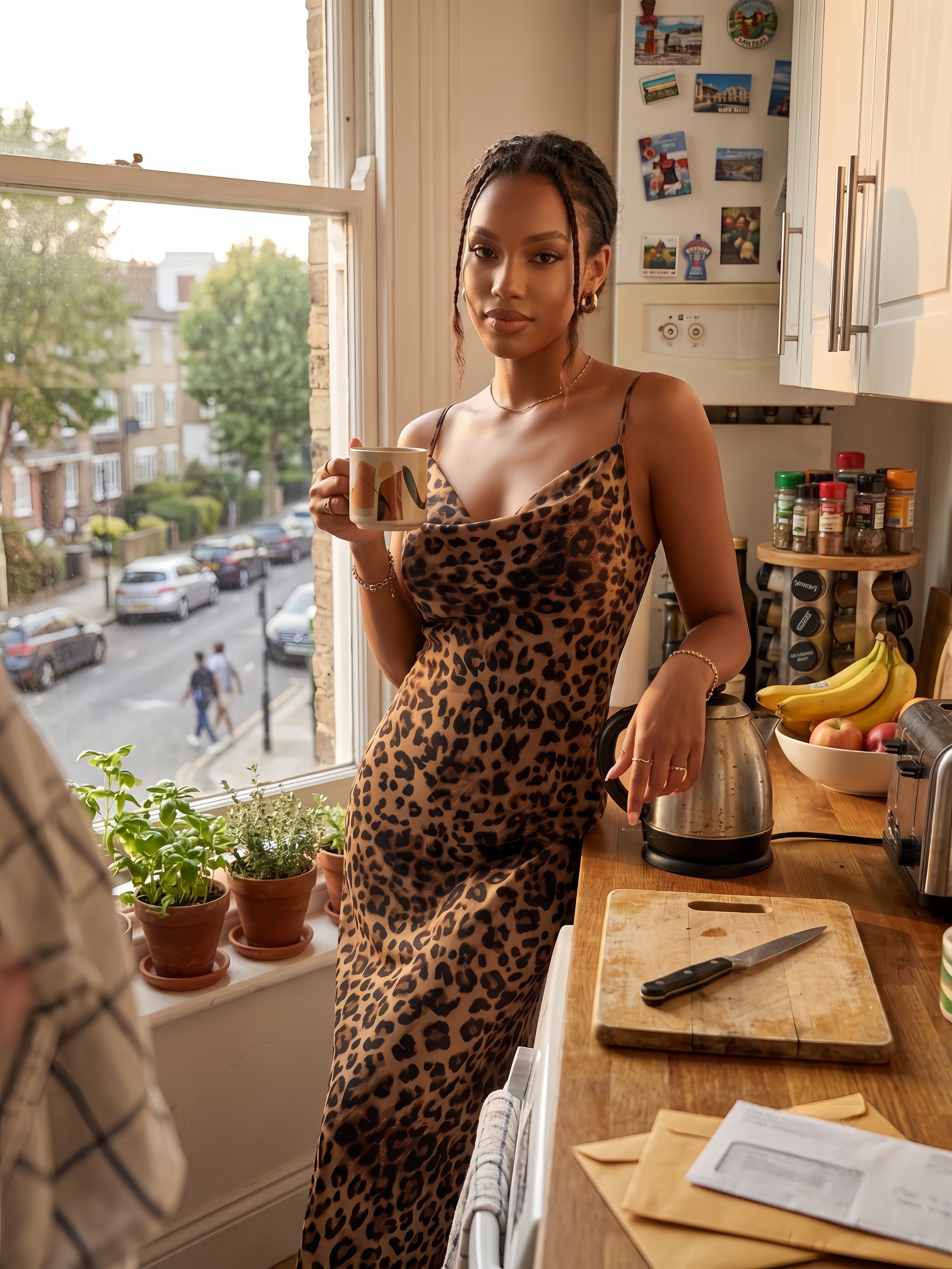 ✨ Wild Romance Satin-Touch Leopard Slip Dress
