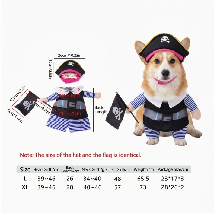 🪝"Captain Paws" Pirate Pet Costume
