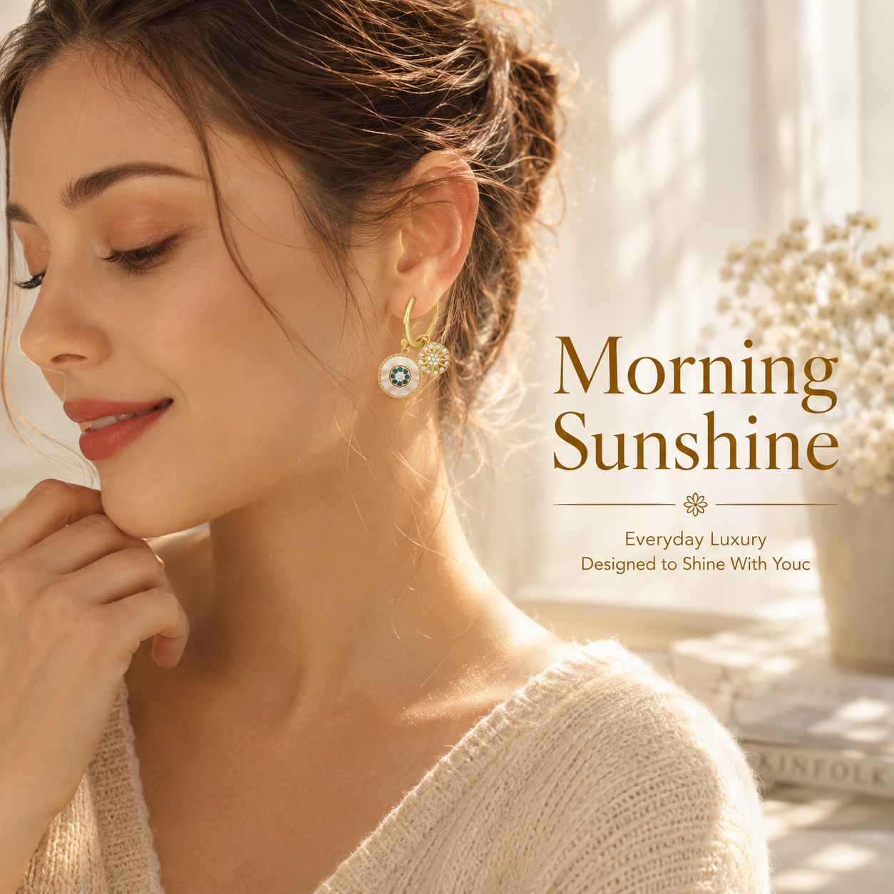 Lucky Flower Drop Earrings | Cubic Zirconia Brass Earrings