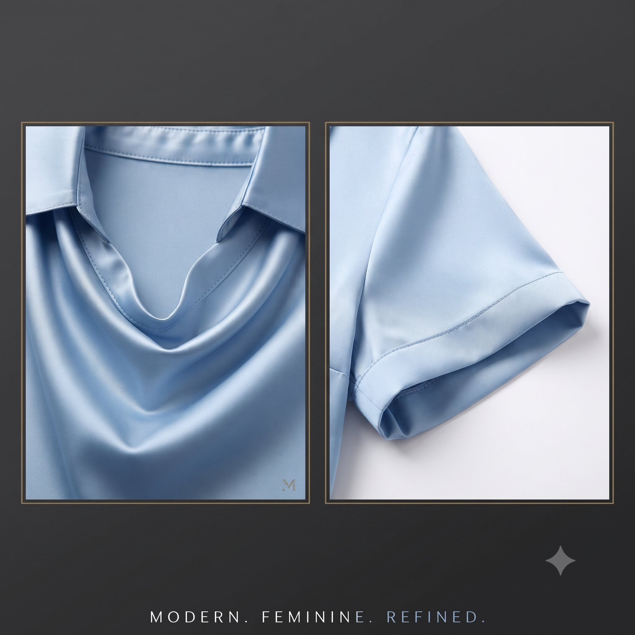 Women's Satin Blouse Top, Cowl Neck Collared Shirt, Elegant Loose Fit Office Work Top for Women