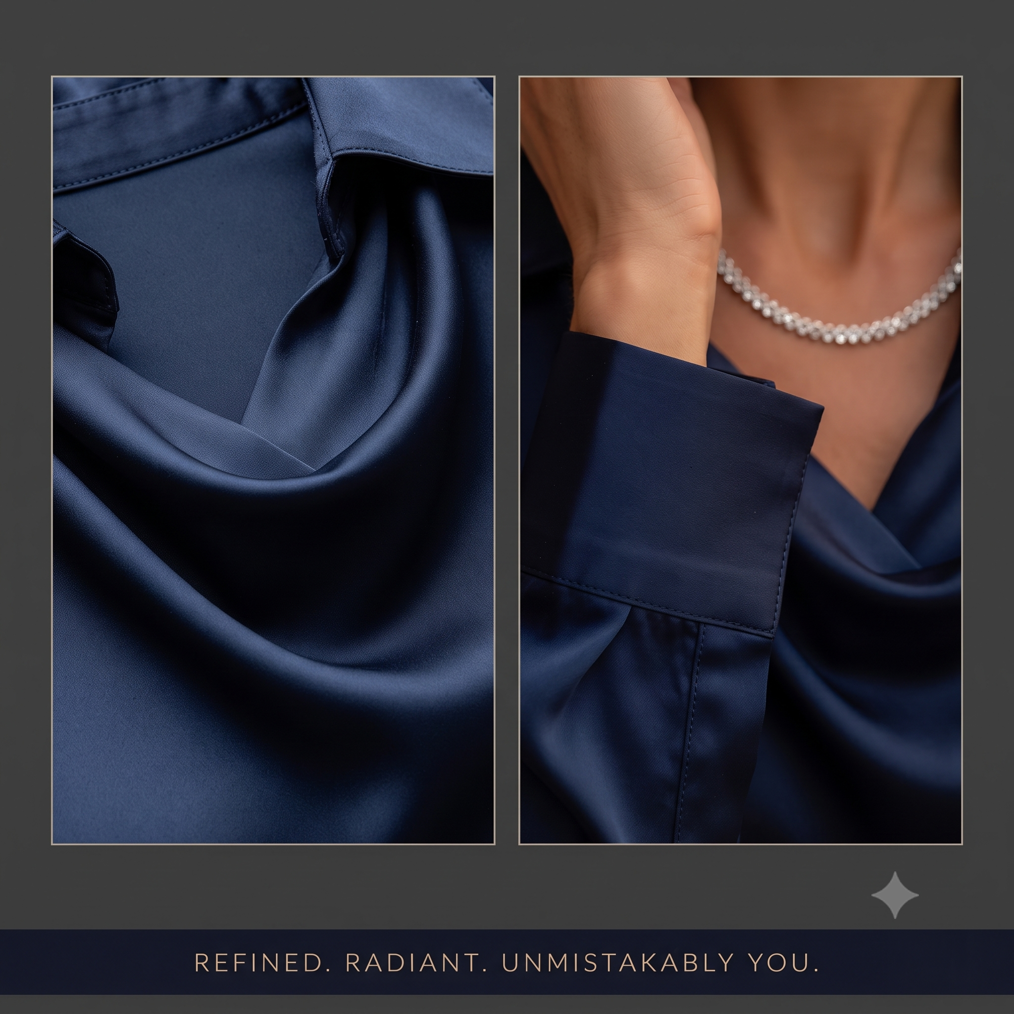 Women's Satin Blouse Top, Cowl Neck Collared Shirt, Elegant Loose Fit Office Work Top for Women
