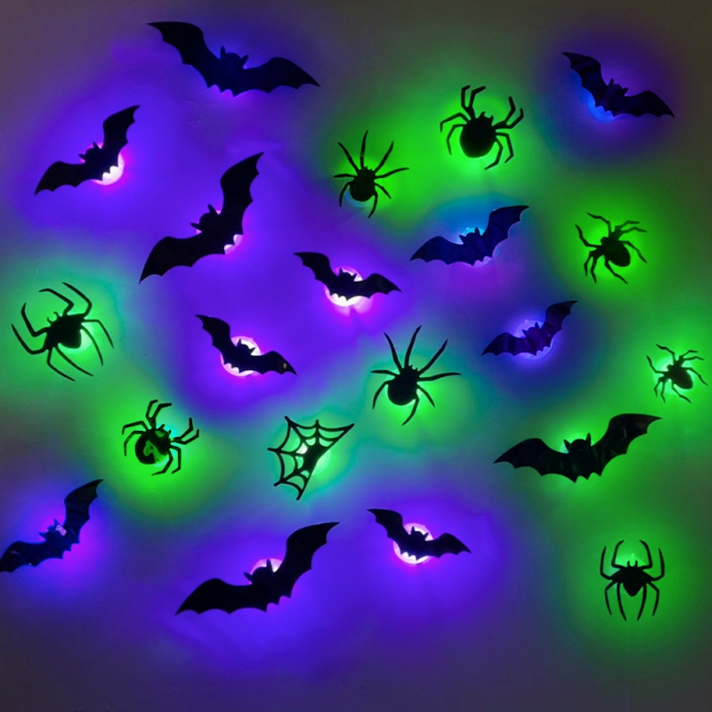 Halloween LED Bat & Spider Wall Decor Set