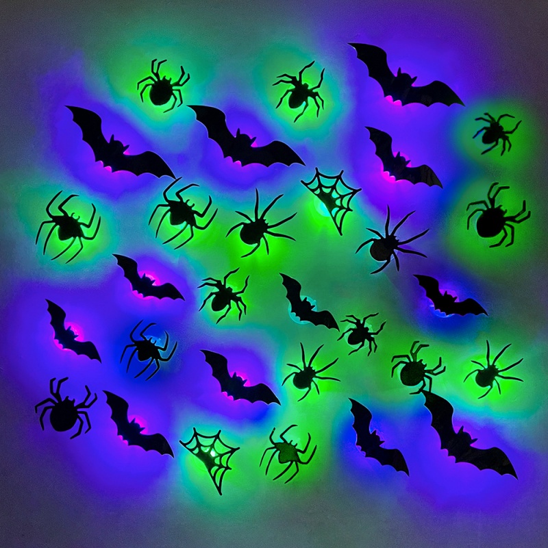 Halloween LED Bat & Spider Wall Decor Set
